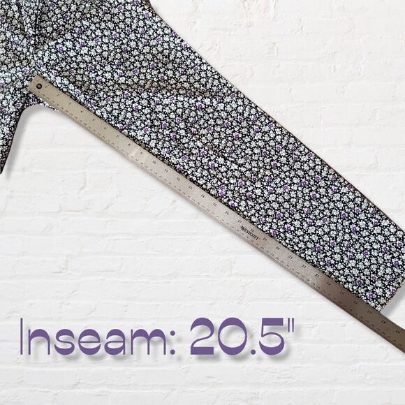 Brooks Brothers Pant Natalie Fit Pants Black with White w Purple Flowers Size 2 - Picture 6 of 6